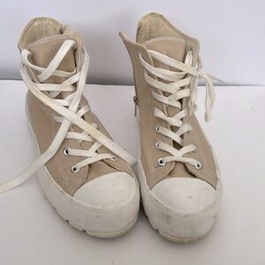 Sincerely Jules Women's NEW Beige Designer HiTop Platform Sneakers - sz. 9 1/2